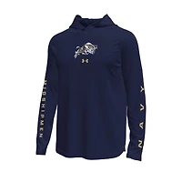 T-shirt à capuche et manches longues Under Armour Midshipmen Tech Stretch pour homme Bleu marine