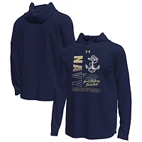 Men's Under Armour Navy Midshipmen Unity Shooting Long Sleeve Hooded T-Shirt