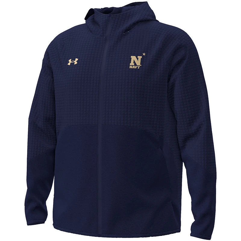 Veste zippée intégrale Under Armour Navy Midshipmen Unstoppable Raglan pour homme