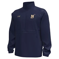 Veste anorak tissé Storm Tech Half-Zip Under Armour Navy Midshipmen Unstoppable pour homme