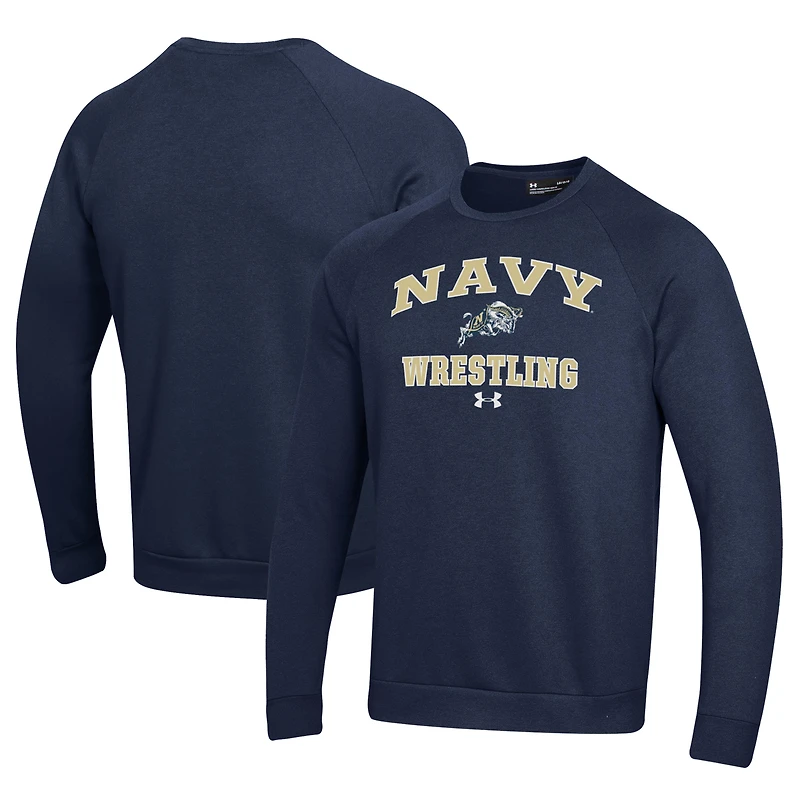 Men's Under Armour Navy Midshipmen Wrestling All Day Arch Fleece Pullover Sweatshirt