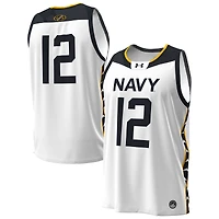 Men's Under Armour #12 White Navy Midshipmen Jolly Rogers Alternate Replica Basketball Jersey