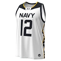 Men's Under Armour #12 White Navy Midshipmen Jolly Rogers Alternate Replica Basketball Jersey