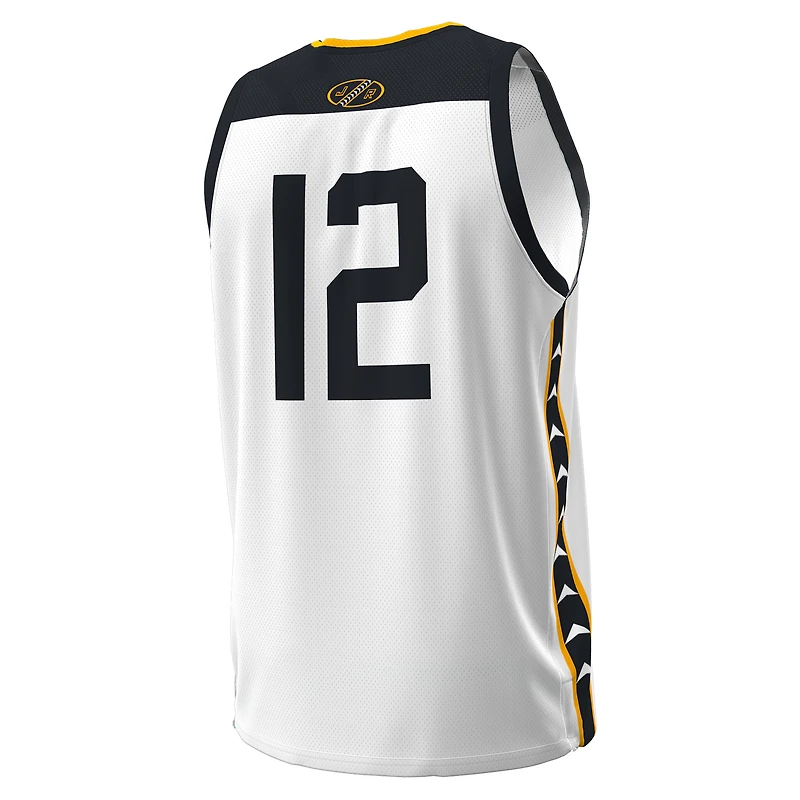 Men's Under Armour #12 White Navy Midshipmen Jolly Rogers Alternate Replica Basketball Jersey