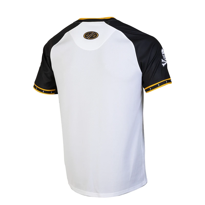 Maillot de baseball Under Armour blanc/bleu marine pour homme, réplique des Midshipmen, à boutons complets