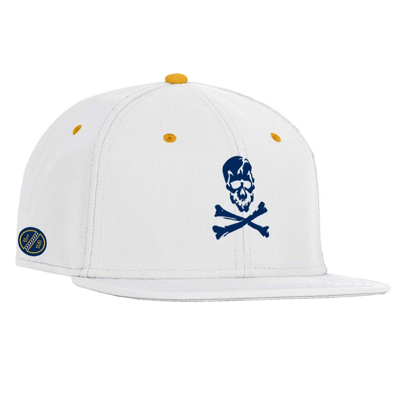 Men's Under Armour  White Navy Midshipmen Jolly Rogers Alternate Baseball Fitted Hat