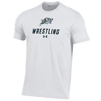 Men's Under Armour White Navy Midshipmen Wrestling Performance T-Shirt