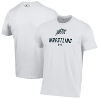Men's Under Armour White Navy Midshipmen Wrestling Performance T-Shirt