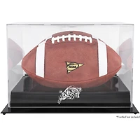 Vitrine de présentation du logo de l'équipe de football des aspirants de marine à base noire avec dos en miroir