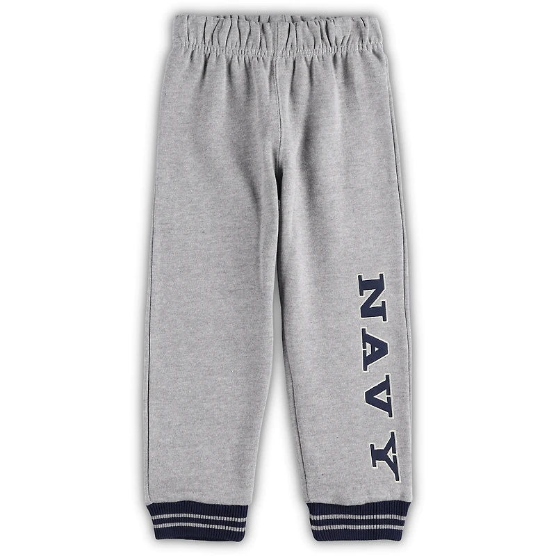 Ensemble sweat à capuche et pantalon de survêtement Colosseum pour tout-petit, bleu marine/gris chiné, motif coquelicots.