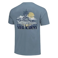 T-shirt unisexe Image One Blue Navy Midshipmen Hyper Local Naval Ship Sunset