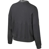 Women's Colosseum  Heather Charcoal Navy Midshipmen OHT Military Appreciation Payback Henley Thermal Sweatshirt