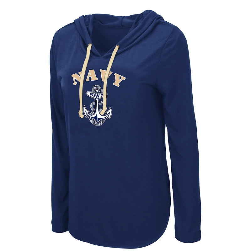 T-shirt à manches longues et capuche léger Colosseum Navy Midshipmen pour femme