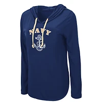 T-shirt à manches longues et capuche léger Colosseum Navy Midshipmen pour femme
