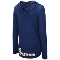 T-shirt léger à capuche manches longues pour femme Colosseum Navy Midshipmen My Lover