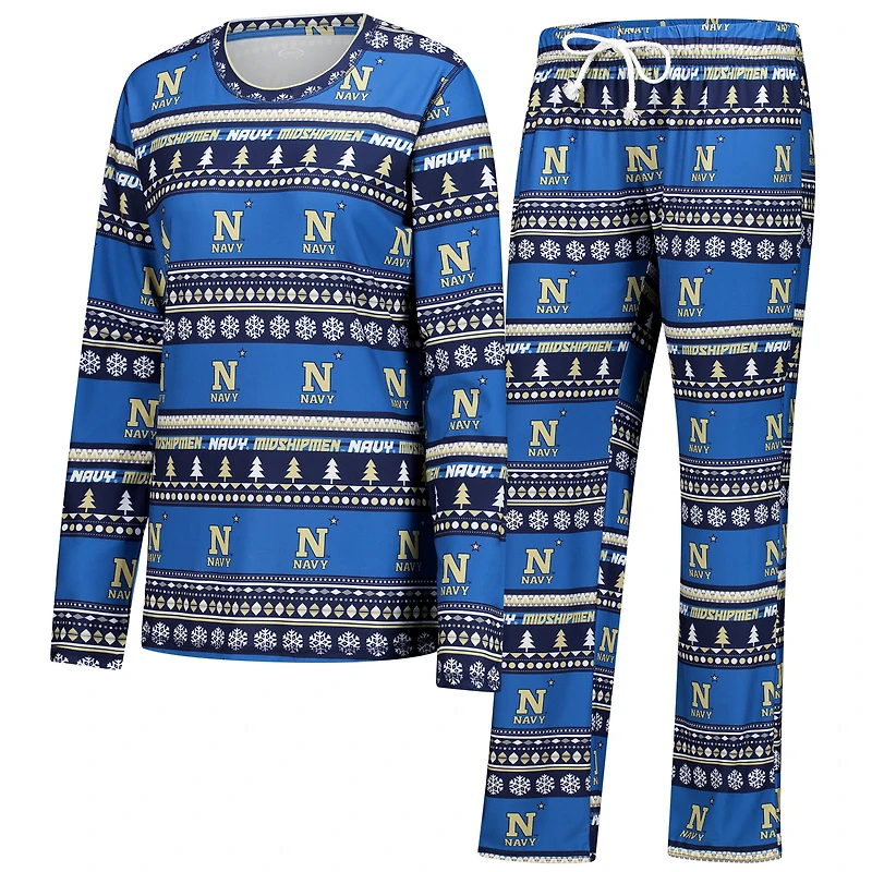 Women's Concepts Sport Navy Midshipmen Ugly Sweater Holiday Long Sleeve Top & Pants Sleep Set