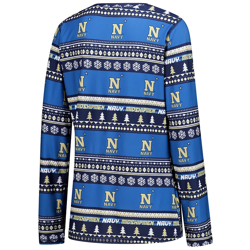 Women's Concepts Sport Navy Midshipmen Ugly Sweater Holiday Long Sleeve Top & Pants Sleep Set