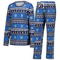 Women's Concepts Sport Navy Midshipmen Ugly Sweater Holiday Long Sleeve Top & Pants Sleep Set