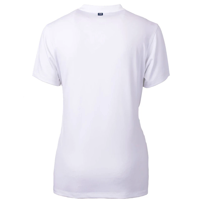 Women's Cutter & Buck White Navy Midshipmen Forge Blade V-Neck Top