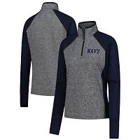 Women's Heather Gray/Navy Navy Midshipmen Finalist Quarter-Zip Sweatshirt