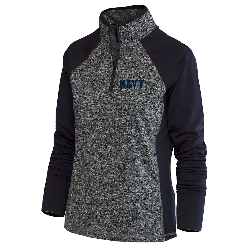 Women's Heather Gray/Navy Navy Midshipmen Finalist Quarter-Zip Sweatshirt