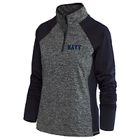 Women's Heather Gray/Navy Navy Midshipmen Finalist Quarter-Zip Sweatshirt