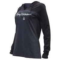 T-shirt à manches longues et col en V blocs de couleur bleu marine chiné pour femme