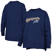 Women's Pressbox Navy Midshipmen Bonanza Chenille Harper Script Sweatshirt