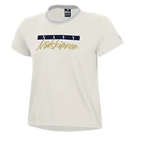 T-shirt Under Armour Midshipmen Iconic pour femme, blanc et bleu marine