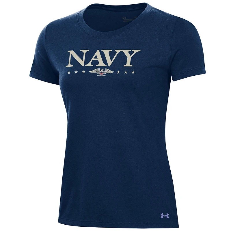 Women's Under Armour Navy Midshipmen 250th Anniversary Uniform Sideline Collection T-Shirt