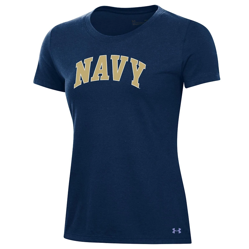 T-shirt Under Armour Navy Midshipmen Essentials 2-Hit Performance pour femme
