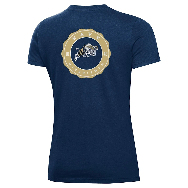 T-shirt Under Armour Navy Midshipmen Essentials 2-Hit Performance pour femme
