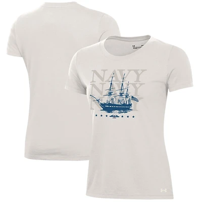 Women's Under Armour Stone Navy Midshipmen 250th Anniversary Uniform Sideline Collection T-Shirt