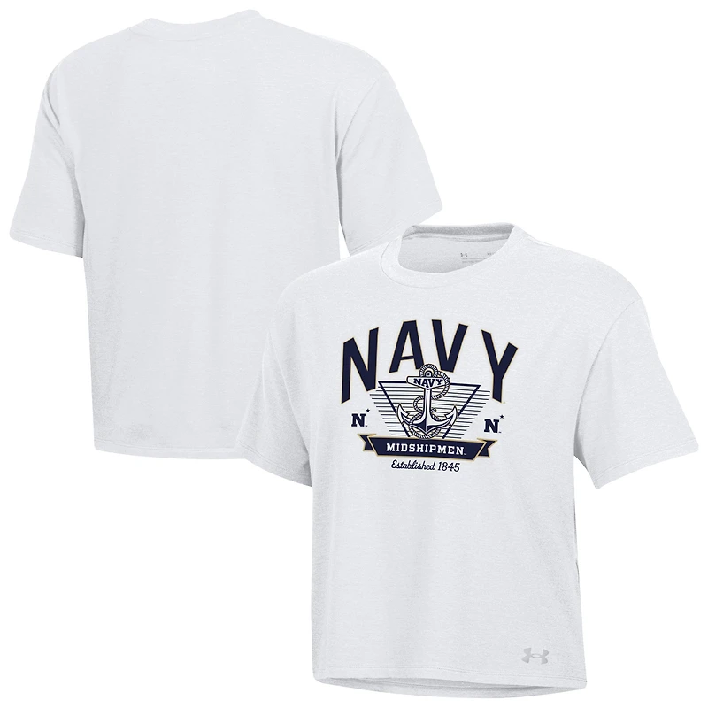 T-shirt court et ultra-doux Under Armour Midshipmen Essentials Icon pour femme, blanc bleu marine