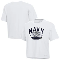T-shirt court et ultra-doux Under Armour Midshipmen Essentials Icon pour femme, blanc bleu marine