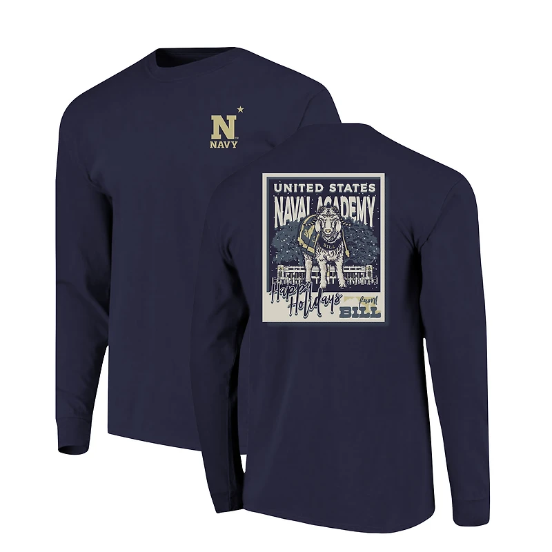 Youth  Navy Midshipmen Snowy Polaroid Long Sleeve T-Shirt