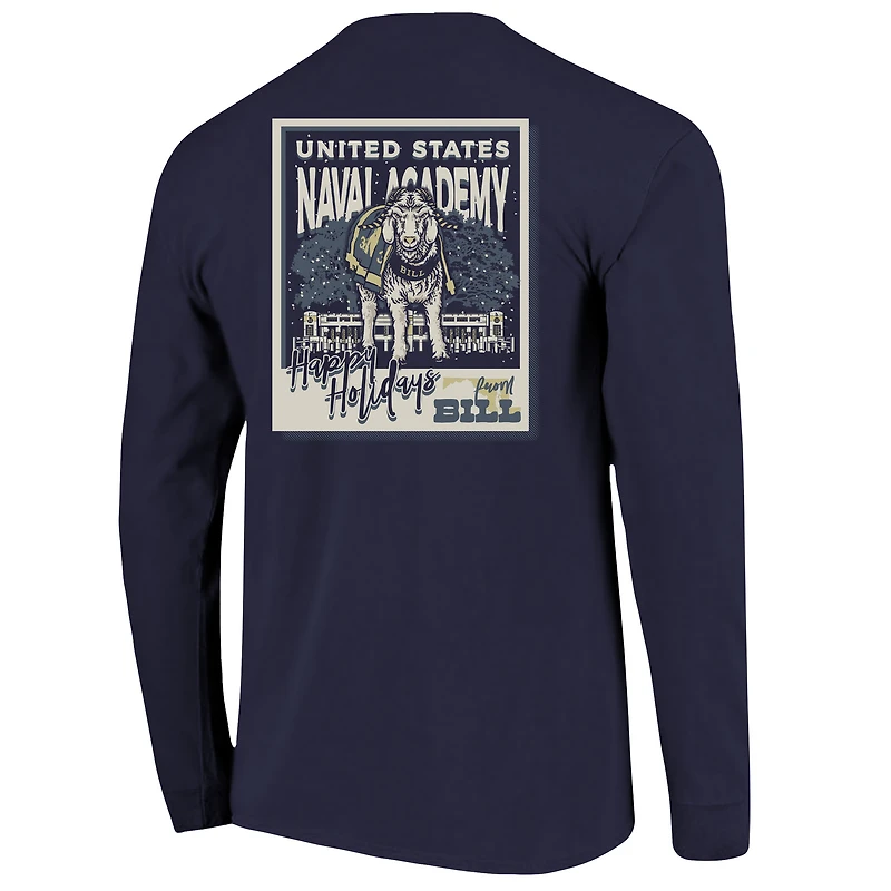 Youth Navy Midshipmen Snowy Polaroid Long Sleeve T-Shirt
