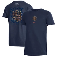 Youth Under Armour Navy Midshipmen 250th Anniversary Uniform Sideline Collection T-Shirt