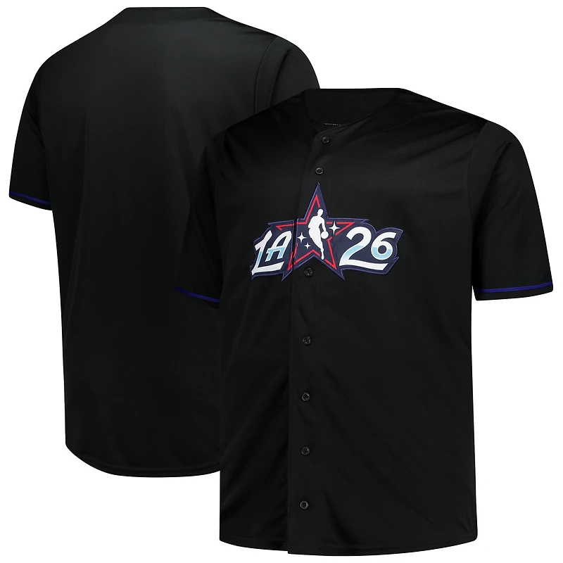 Maillot Fanatics noir pour homme, édition spéciale NBA All-Star Game 2026, grandes tailles, entièrement boutonné