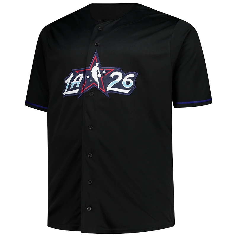 Maillot Fanatics noir pour homme, édition spéciale NBA All-Star Game 2026, grandes tailles, entièrement boutonné