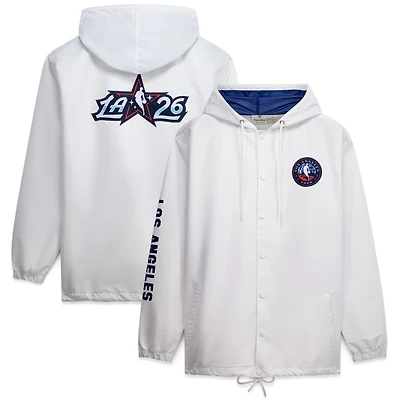 Veste à capuche blanche Fanatics pour homme, édition spéciale NBA All-Star Game 2026, fermeture boutons-pression.