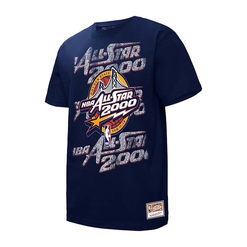 T-shirt unisexe Mitchell & Ness bleu marine 2000 NBA All-Star Game Distressed Hardwood Classics