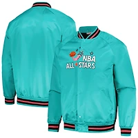 Veste à bouton-pression intégrale raglan pour hommes Mitchell & Ness Sarcelle Hardwood Classics 1996 NBA All-Star Game