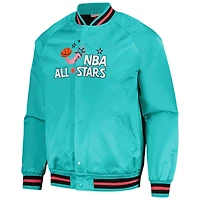 Veste à bouton-pression intégrale raglan pour hommes Mitchell & Ness Sarcelle Hardwood Classics 1996 NBA All-Star Game