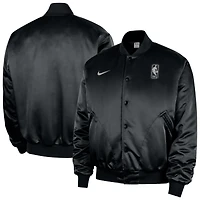 Men's Nike  Black NBA Authentic Lenticular Woven Satin Full-Snap Therma-FIT Jacket