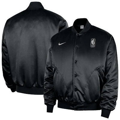 Men's Nike  Black NBA Authentic Lenticular Woven Satin Full-Snap Therma-FIT Jacket