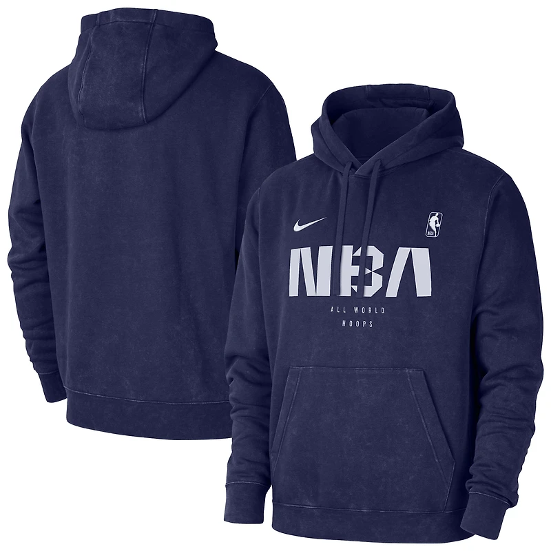 Men's Nike Blue NBA All World Hoops Club Washed Pullover Hoodie