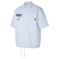 Men's Nike Gray NBA All World Hoops Short Sleeve Button-Up Coaches Top