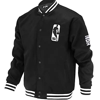 Veste universitaire unisexe FISLL noire NBA Logoman Shadow Collection à boutons-pression