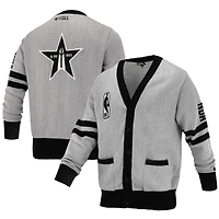 Unisex FISLL Gray NBA Logoman Shadow Collection Full-Button Cardigan Sweater